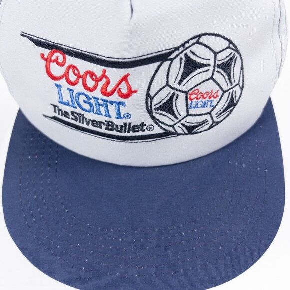 Vintage 90s Coors Light Silver Bullet Soccer Ball Snapback Hat Made USA futbol - Picture 2 of 5